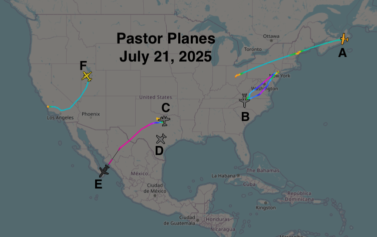 pastorplanes's tweet image. July 21, 2025
A. Faith-full Family Finances (Gary Keesee) - Piper Malibu Mirage from Columbus, OH to Mount Vernon, OH to Portland, ME to Port Hawkesbury, Nova Scotia, Canada.
B. Emmanuel Group (Samaritan's Purse) - Gulfstream G550 from North Wilkesboro, NC to Morristown, NJ to…