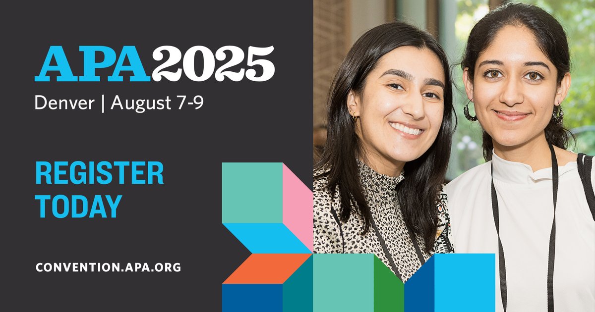 SPSPnews's tweet image. #APA2025 is fast approaching - don't forget to join us for the Division 8 program! SPSP is hosting a robust array of sessions that showcase compelling personality and social psych research. See you in Denver from August 7-9!
Learn more + register here: ow.ly/bmch50Wti77