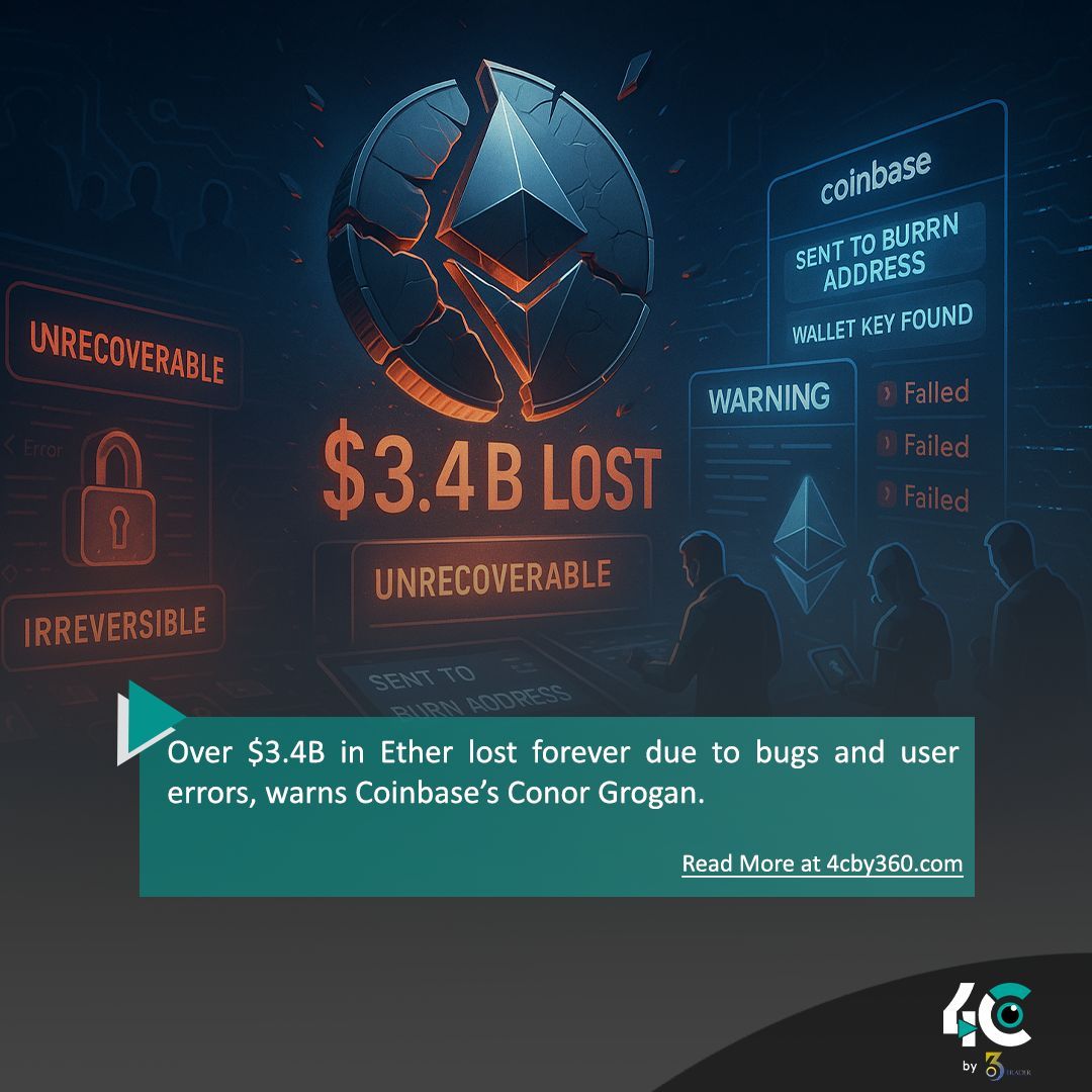4cby360's tweet image. 💸 Over $3.4B in ETH lost forever due to user errors and smart contract bugs, warns Coinbase's Conor Grogan.
A harsh reminder: double-check every transaction.

#Ethereum #CryptoLosses #ETH #CryptoSafety #Coinbase #BlockchainRisks #360Elite #Team360 #HereComesTheBoom #4cby360