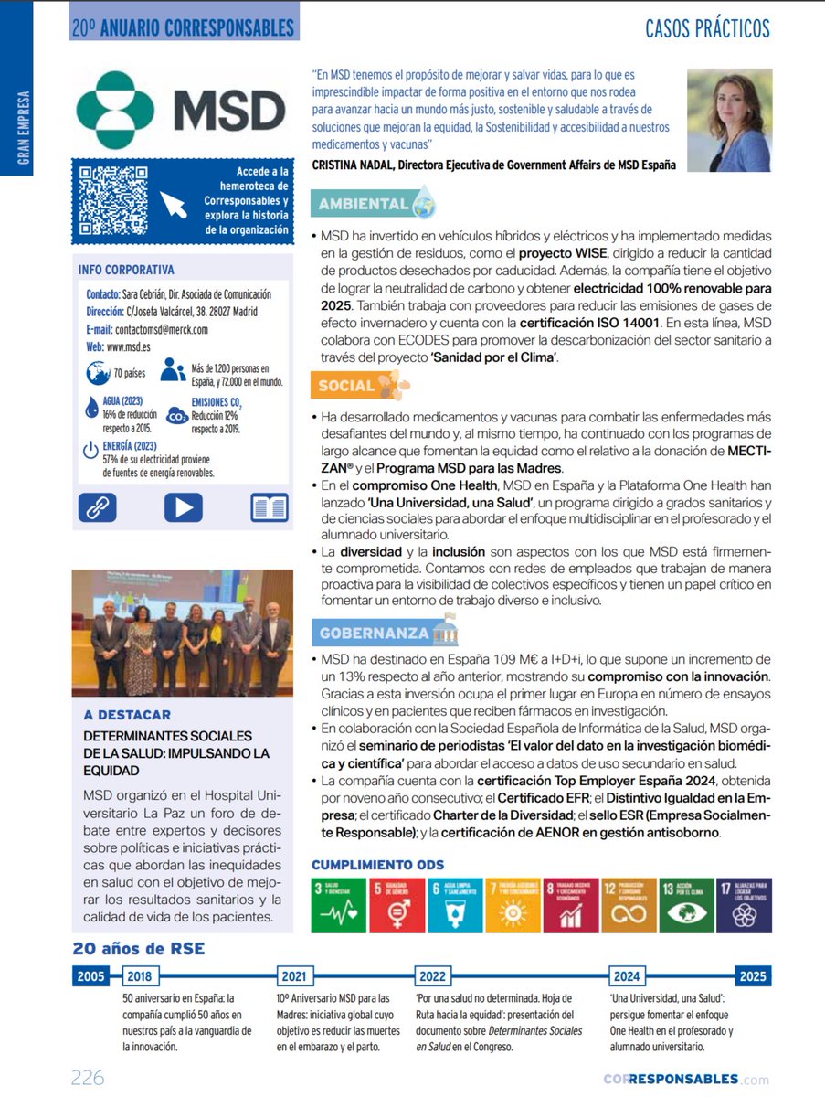 📖 Descubre el Caso Práctico de #ESG de <a href="/MSDEspana/">MSD España</a> en el #20AnuarioCorresponsables 👉 f.mtr.cool/isliadtodb

🌍 “En MSD tenemos el propósito de mejorar y salvar vidas, para lo que es imprescindible impactar de forma positiva en el entorno que nos rodea y avanzar hacia un mundo