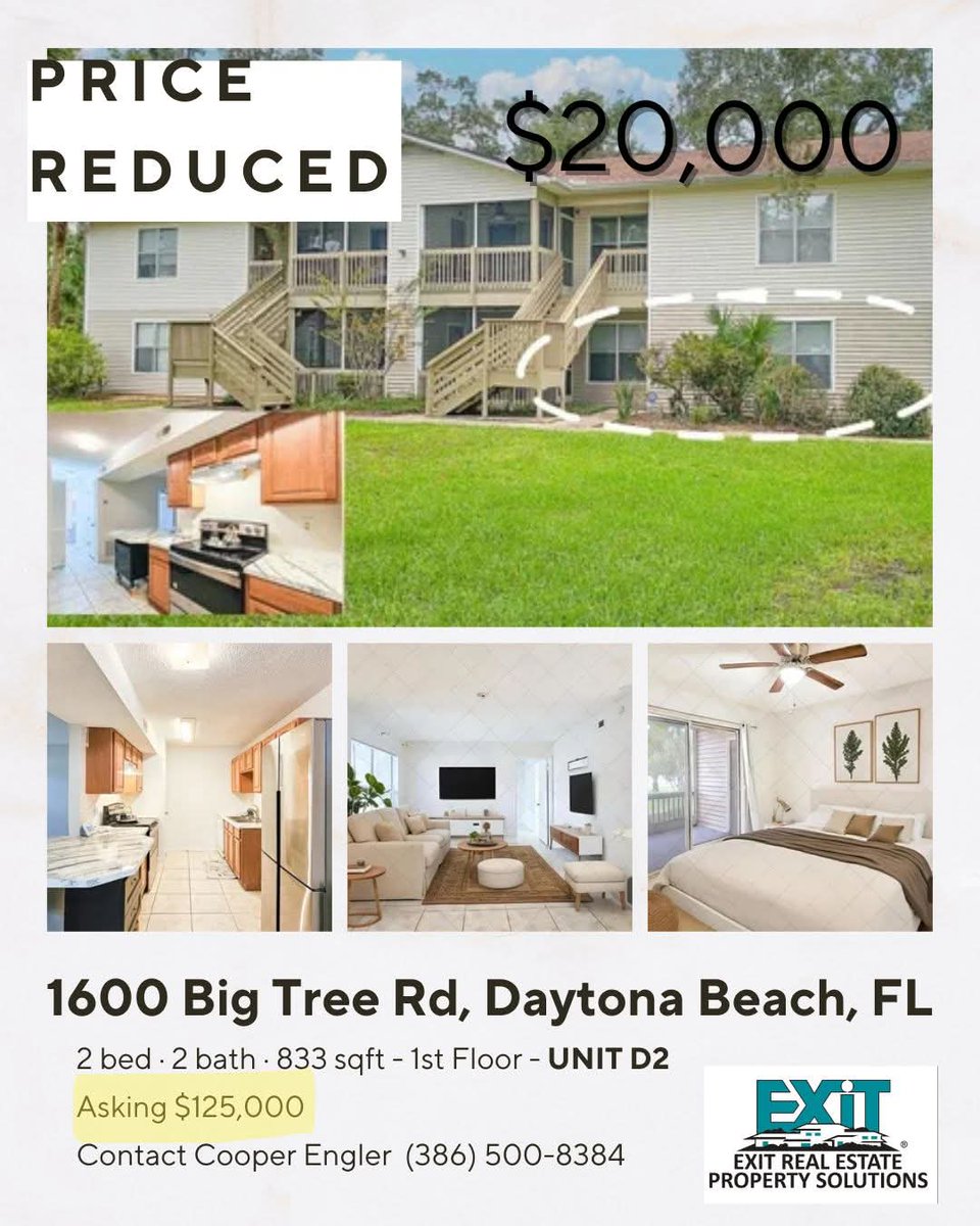 FindParadise888's tweet photo. 🏡✨ $20K Price Drop! Now ONLY $125K! ✨🏡  
Gorgeous 2 bed, 2 bath condo at Georgetown Lake in South Daytona — just minutes to the beach! Don’t miss this opportunity! Contact us today! 📞  
#RealEstate #DaytonaCondo #PriceDrop #BeachLife https://t.co/waJspGhnHj