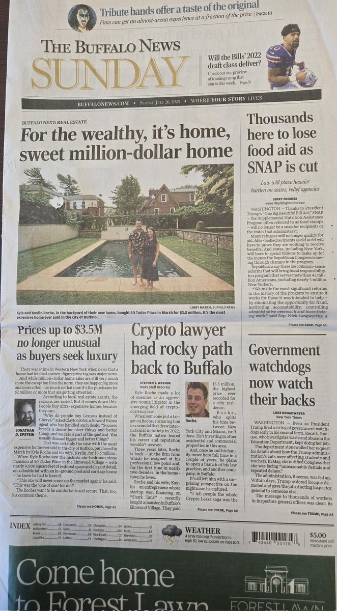 markpoloncarz's tweet image. When people talk about there being "Two Americas" in our country, this @TheBuffaloNews front page is it in a nutshell.
I don't begrudge people who are wealthy, but we shouldn't cut SNAP benefits at the same time we are giving tax cuts to those who should pay their fair share.