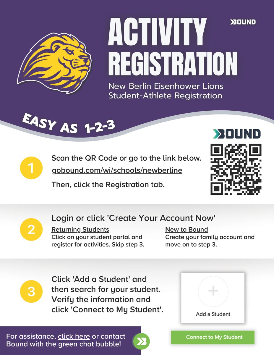 🚨2025-2026 Activity Registration is OPEN! If you haven't already, click below &amp; register for your sport(s)! Registering for all your sports for '25-26 will get you on the communication list for updates &amp; info for those sports. Click below to register⏬
gobound.com/wi/schools/new…