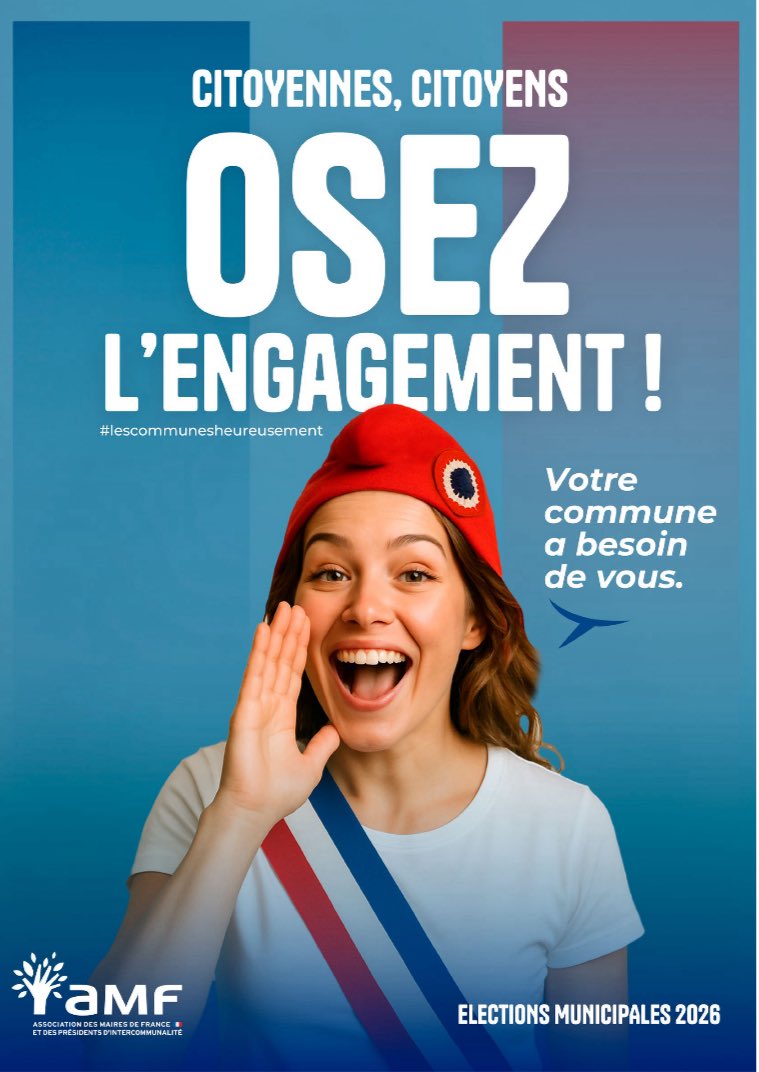 l_amf's tweet image. 📢 « Citoyennes, citoyens, Osez l’engagement ! Votre commune a besoin de vous »
À quelques mois des élections municipales, l’AMF considère qu’il est nécessaire d’apporter un nouvel élan civique pour soutenir la démocratie du quotidien. Afin que ces élections confortent les…