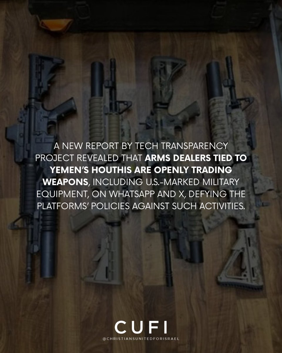CUFI's tweet image. Tech Transparency Project, a Washington-based organization monitoring tech giants, documented consistent activity by Houthi-affiliated dealers operating publicly for months or even years through private and business accounts, leveraging paid commercial tools offered by Meta and…