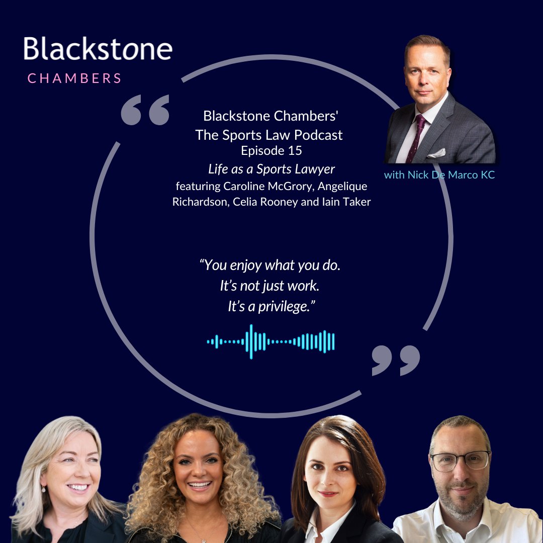 A panel of leading sports lawyers join <a href="/nickdemarco_/">Nick De Marco KC</a> to share how they built their careers, what their roles involve, and the advice they’d give to those hoping to enter the field.

This episode is a must-listen for anyone interested in sports law.

blackstonechambers.com/podcasts/the-s…