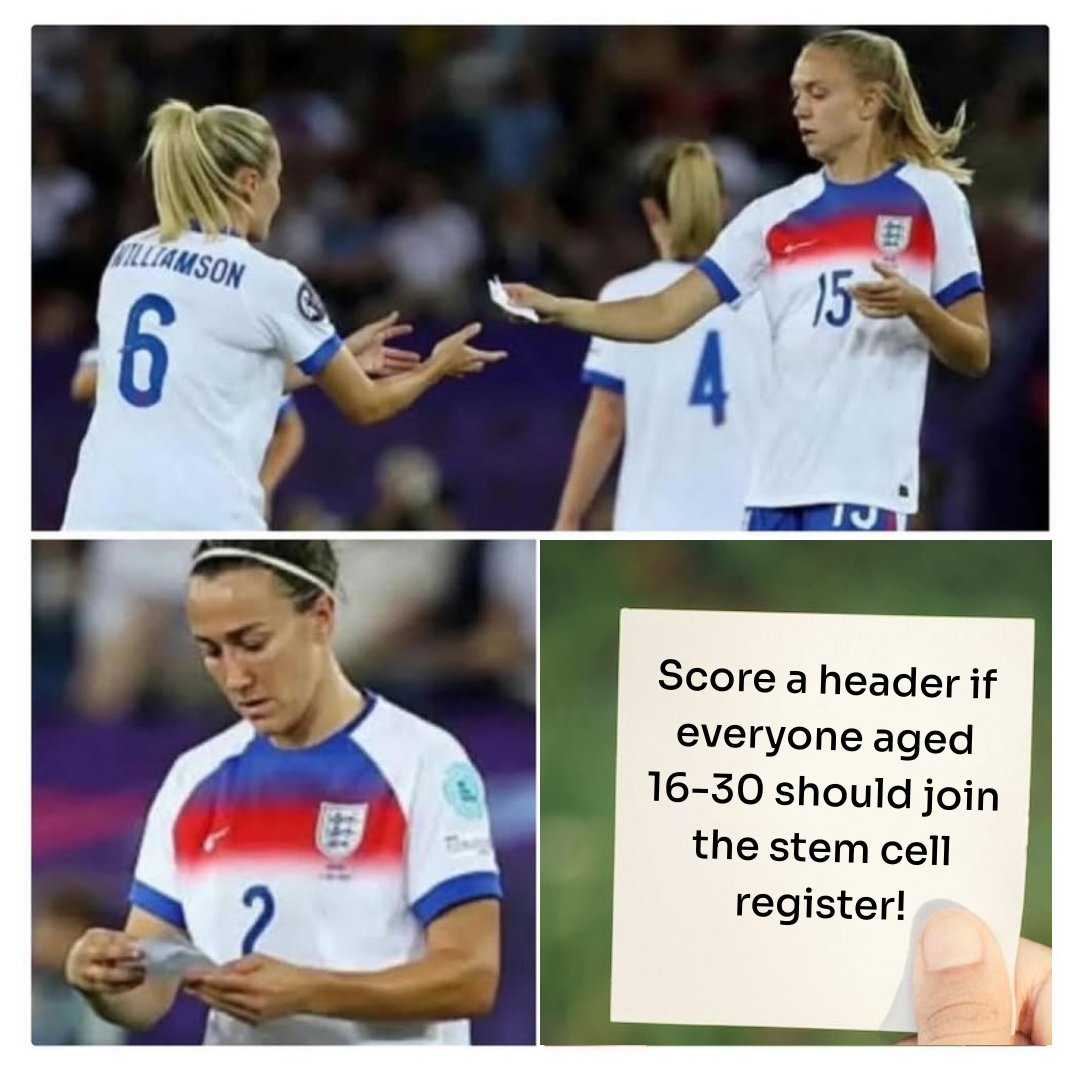 AnthonyNolan's tweet image. EXCLUSIVE: the match winning note from the Lionesses quarter final 👀
Aged 16-30? It's quick and easy to join the stem cell register:
📝 Fill out a form
😬 Swab your cheeks
🛋️ Sit back and relax, and wait for the call up to our lifesaving squad.
#WEURO2025 #Lionesses #ENGITA