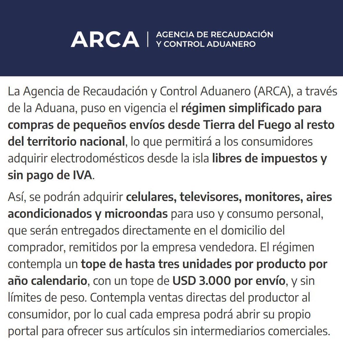 porquetendencia's tweet image. "Tierra del Fuego":
Porque ARCA reglamentó el régimen simplificado para comprar electrodomésticos hechos en Tierra del Fuego