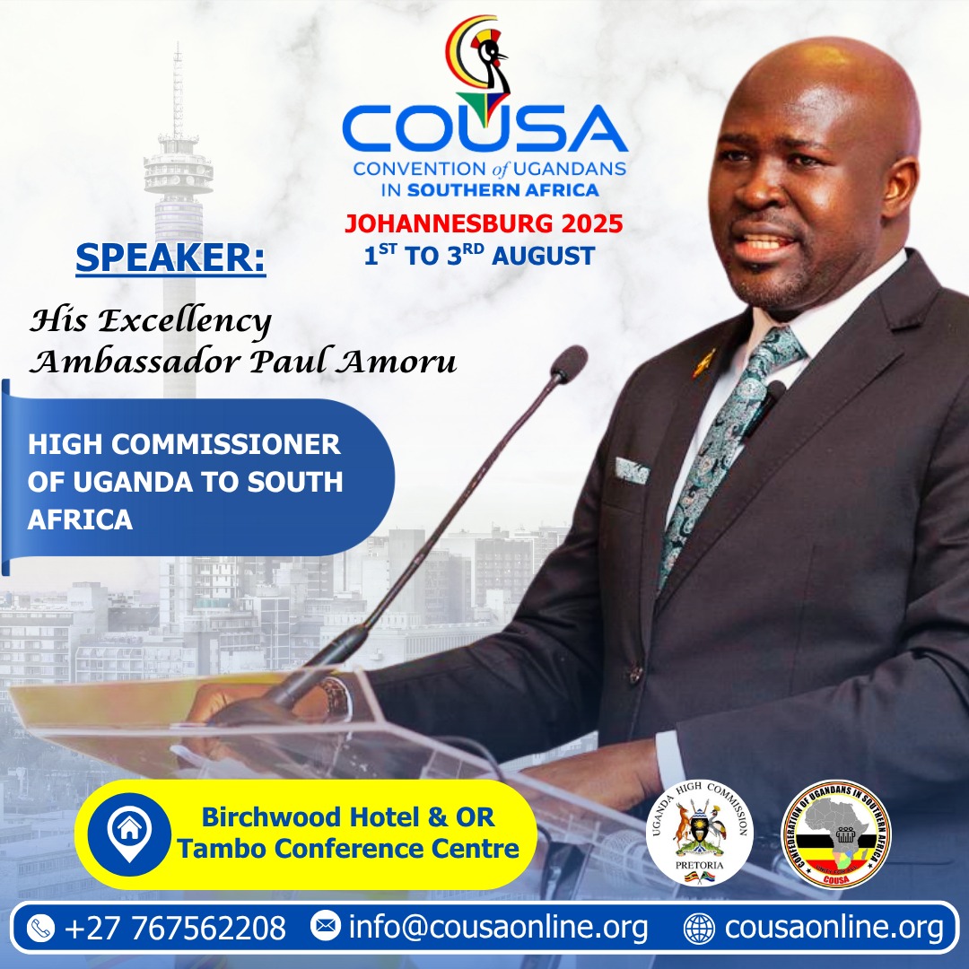 UgEmbassySA's tweet image. The 3rd Annual Convention of Ugandans in Southern Africa will be held from August 1-3, 2025, under the theme: Building and Empowering our Communities for a Better Future. We proudly support this initiative to strengthen our diaspora and foster nation-building. @UgandaMFA @nbstv