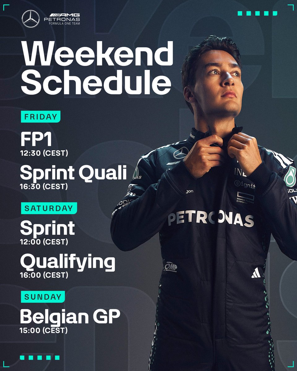 MercedesAMGF1's tweet image. Not had a Sprint weekend in a while. Here's a reminder of the schedule 🗓️