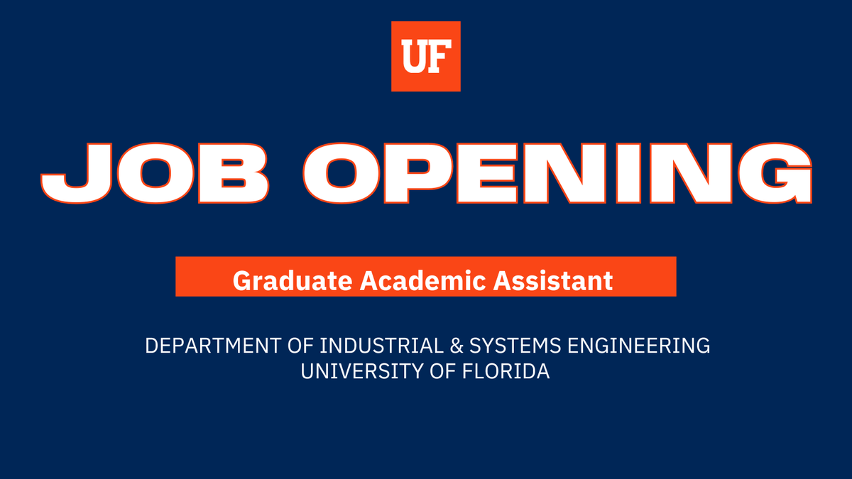 UFISE's tweet image. 📢 We're Hiring! Join the Dept. of Industrial & Systems Engineering as an Academic Assistant 📢
Be a part of a dynamic, student-focused team and help support graduate education at UF!🐊
🗓️ Apply by: 8/1/25
🔗 bit.ly/3TMBaFg
#UFJobs #NowHiring #HigherEdJobs #GatorNation