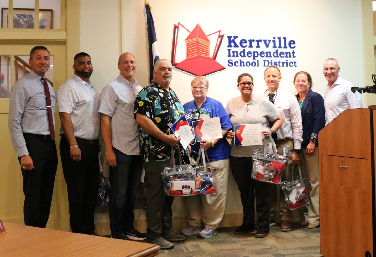 🚍 Bus Driver Heroes Recognized

The Board of Trustees took time in the July meeting to recognize some of the bus drivers and coaches who answered a call for assistance to help evacuate campers from nearby camps on July 4 and 5.
#KISDinspires