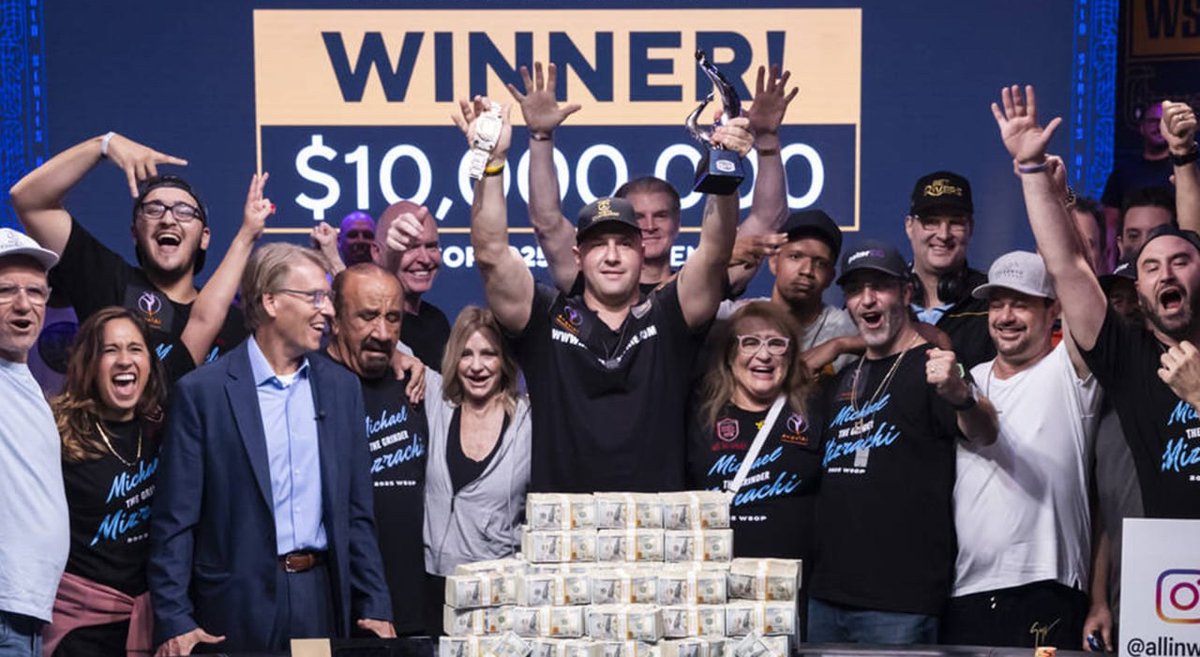 TheGenesisPrize's tweet image. Famously known as "The Grinder," Israeli-American Michael Mizrachi just took home $10 million after winning the Main Event of the World Series of Poker in Las Vegas last week. His arm tattoo of the Israeli flag and the dog tag he wore in support of the hostages taken on October 7…