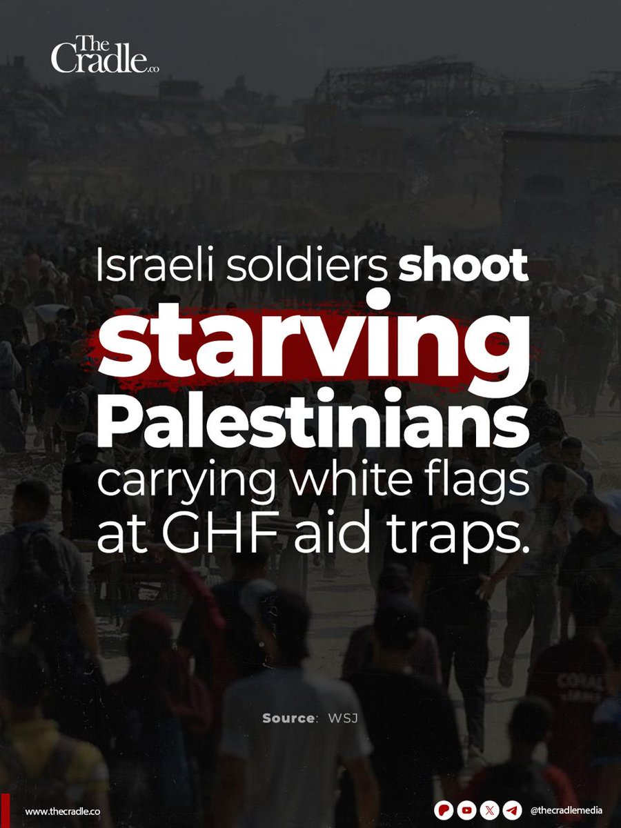 TheCradleMedia's tweet image. “I saw soldiers firing toward Gazans carrying white flags who veered off an approved route,” an Israeli reservist told the Wall Street Journal in a report published on 21 July.
“We have an unwritten rule… if they get too close… you don’t take that risk.”
Other soldiers…