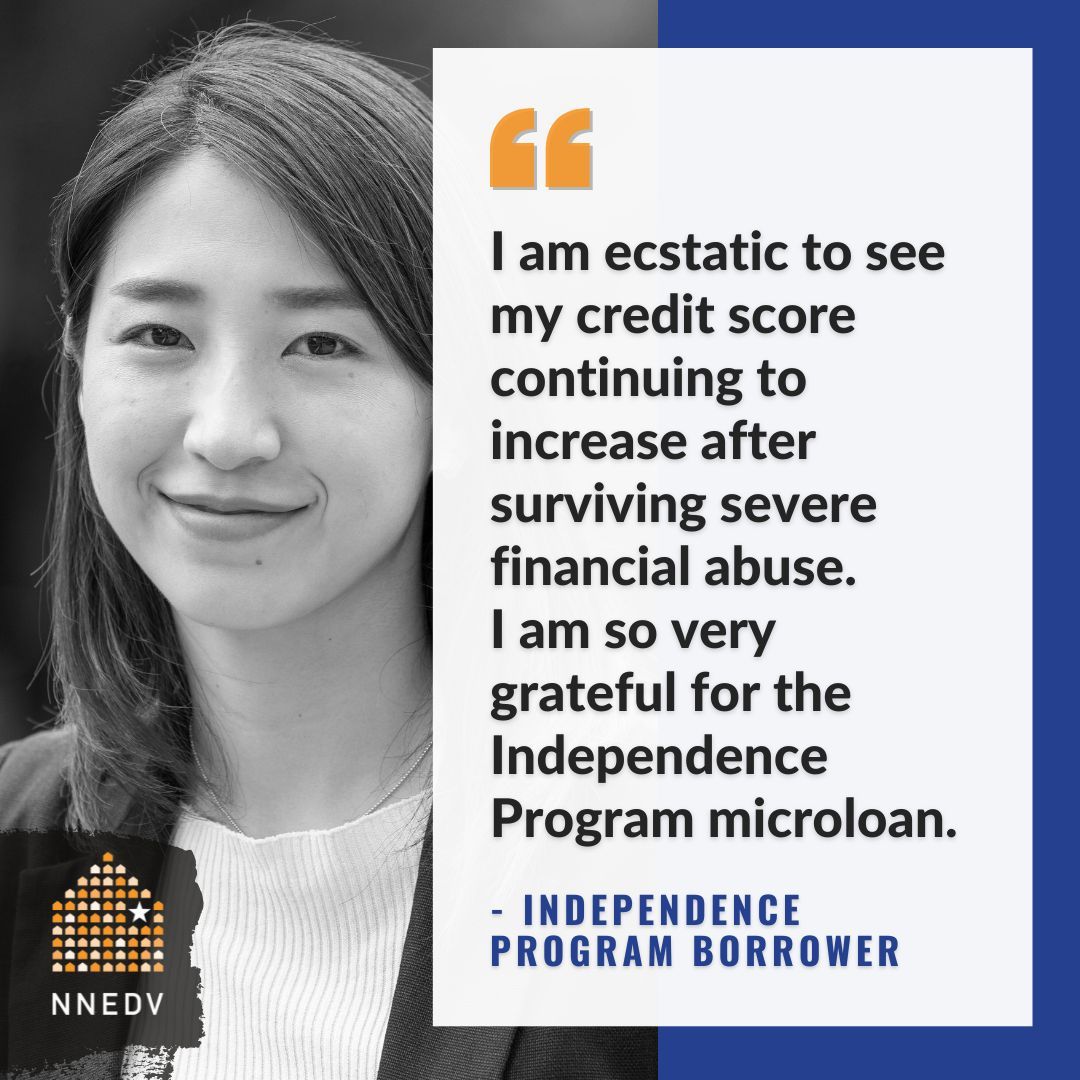 nnedv's tweet image. Survivors of financial abuse deserve to safely rebuild their credit and their lives. 💙 Learn more about our one-of-a-kind #IndependenceProgram microloan initiative that can help: buff.ly/nXGB92u