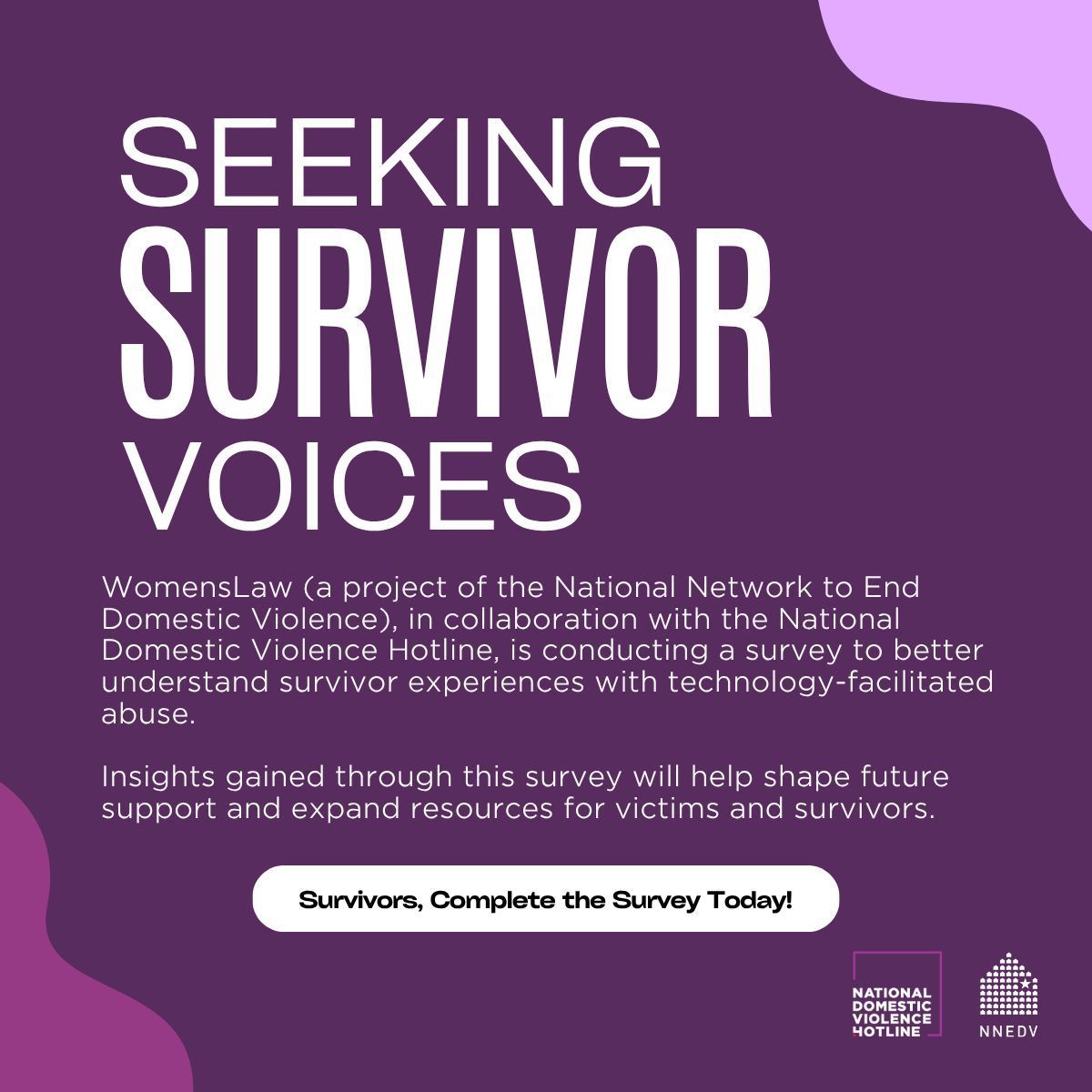 WomensLaw's tweet image. We're partnering with @ndvh to better understand victims and survivors’ experiences with tech-facilitated abuse. 📝 Take the anonymous survey and help shape support for survivors: buff.ly/X57KFH1