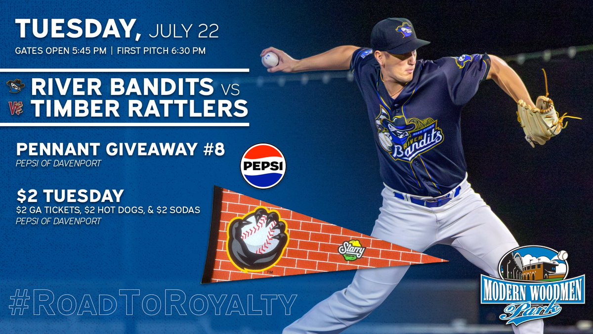QCRiverBandits's tweet image. Happy $2 Tuesday from the banks of the Mississippi!
🎟️: tinyurl.com/5n8z3sp7
#RoadToRoyalty🦝