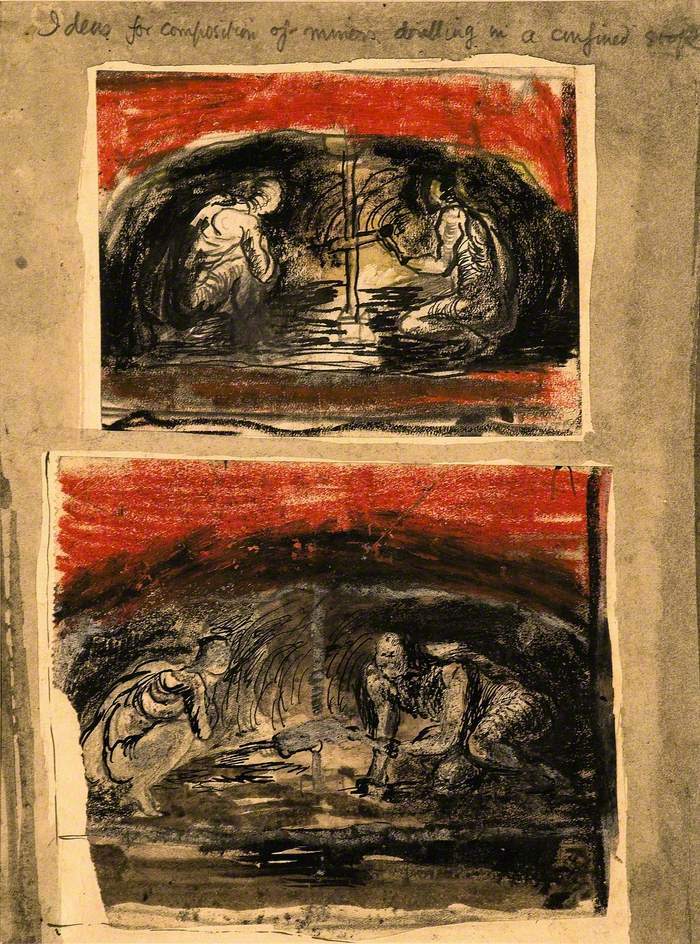 GVSutherland's tweet image. Ideas for Composition of Miners Drilling in a Confined Stope wikiart.org/en/graham-suth…