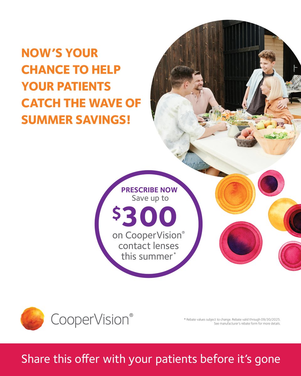 Ready to ride the wave of savings with your patients? Summer is the perfect time to help them explore CooperVision® contact lens options. Share this limited-time offer before it's gone! #SummerSavings #BackToSchool