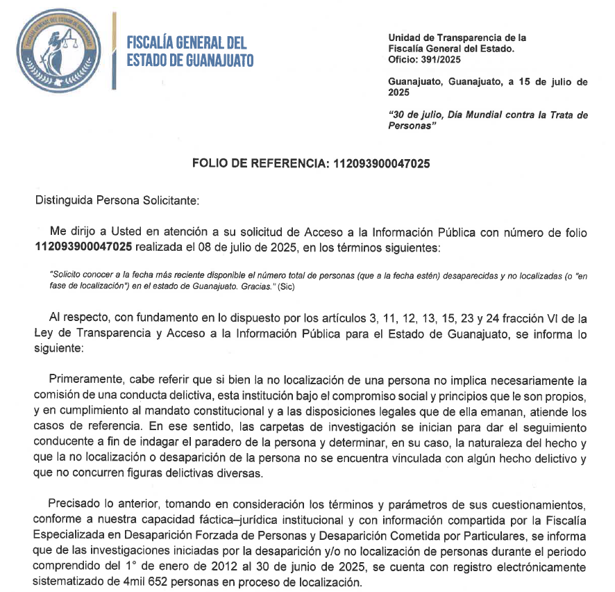DesapGto's tweet photo. 🆘Al 15 de abril de 2025 había 4855 personas desaparecidas en Guanajuato 
(167 anteriores al 01/01/2012 reportadas en el Registro Nacional de Personas Desaparecidas, RNPDNO, y 4688 reportadas vía Plataforma Nacional de Transparencia por la fiscalía del estado, FGEG) 

‼️Al 1 de julio la cifra reportada por FGEG había disminuido a 4652 personas, y la del RNPDNO registraba 175, siendo el total de personas desaparecidas en #GTO de 4827 

👀(ver docs anexos)