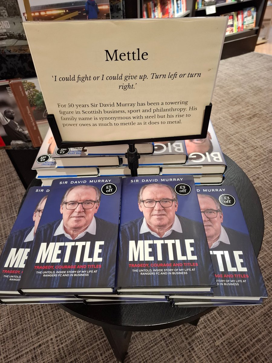 The Sunday Times bestseller! 

Mettle by Sir David Murray 📚 

On sale now, as shown in Waterstones.