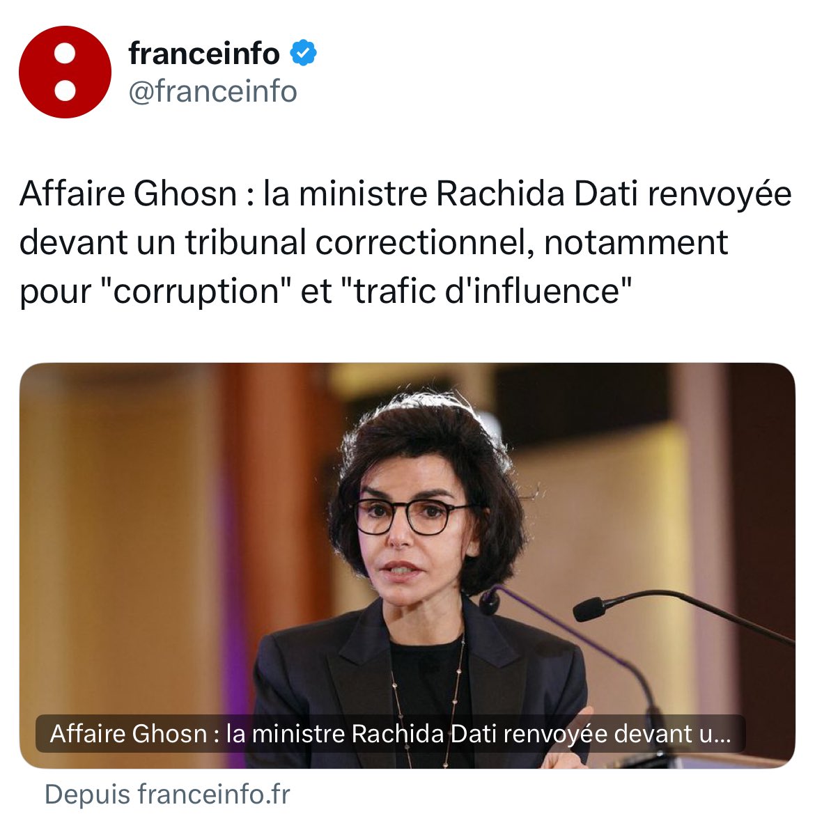 realmarcel1's tweet image. Mais la multicorrompue Rachida Dati est toujours ministre
Ce n’est pas juste un gouvernement illégitime, c’est une association de malfaiteurs
l.franceinfo.fr/YMR