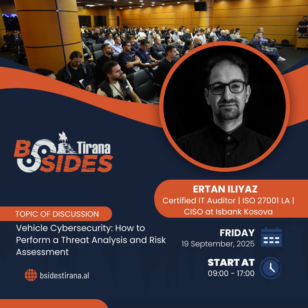 We are excited to have Ertan Iliyaz, CISO at Isbank Kosova speaking at #BSidesTirana2025 on the 19th of September!

Ertan is a cybersecurity professional with over 10 years of experience, primarily in the banking sector.

#BSidesTirana #BSides #speakers