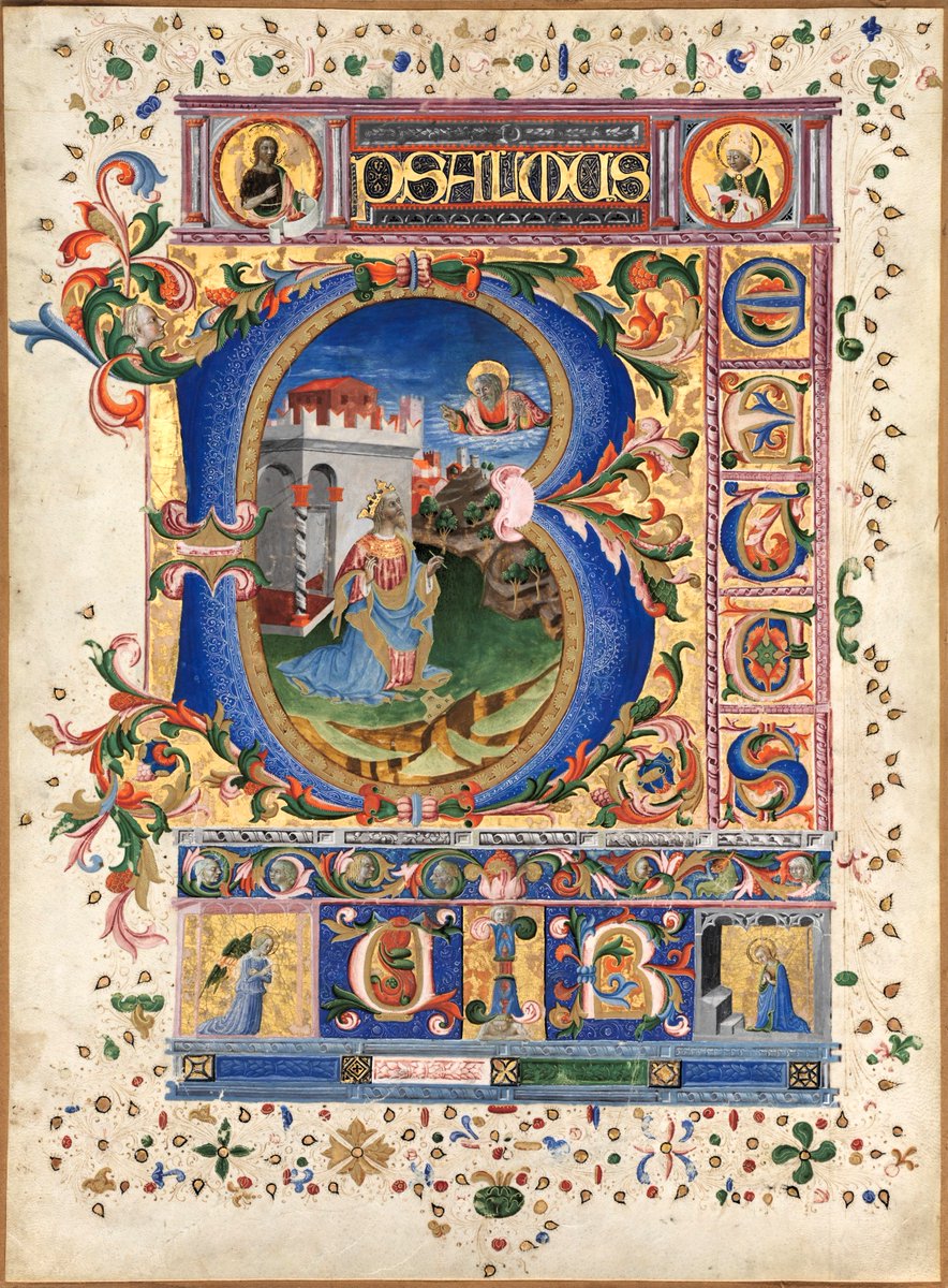 VirDesideriorum's tweet image. The image of King David in prayer, which stands at the beginning of Psalm 1 in most illustrated psalters, is a symbol of how humans should be before God: "Happy is the man who does not go in the company of sinners, or take his place in the way of evil-doers, or in the seat of…