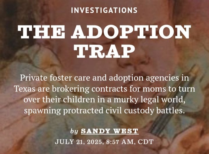 Shannonagain2's tweet image. Foster to prison to forced and fraud adoptions. (Pipelines)
Generational effects of a system designed to profit off of children, at every turn.
Texas
texasobserver.org/private-adopti…