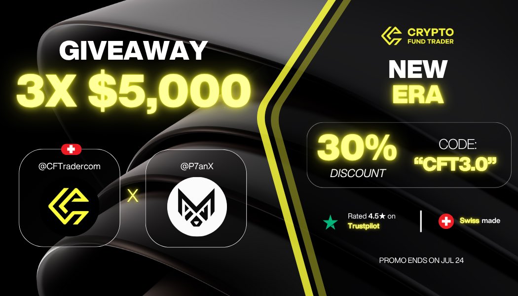P7anX's tweet image. Giveaway Time! 🤍
3 x 5K By @CFTradercom

- Follow @CFTradercom @CFTradercomES 
- Like and Repost 
- Tag 3 Traders 

GL