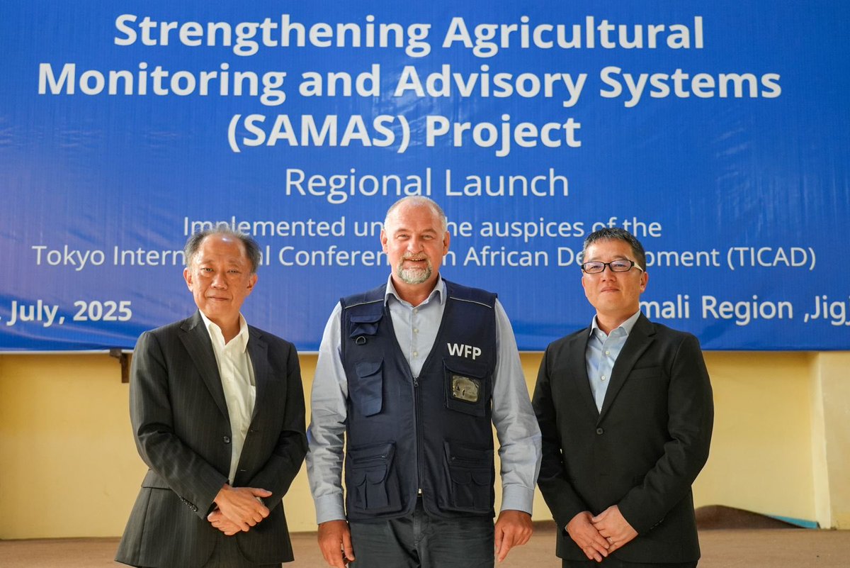 WFP_Ethiopia's tweet image. Today in #Somali region, @JapanEthiopia, @WFP & @NEC have launched joint collaboration to strengthen agricultural monitoring & advisory systems.
This joint innovation is set to transform #agriculture in #Somali region 🇪🇹 by enhancing early warning advisory systems for farmers.