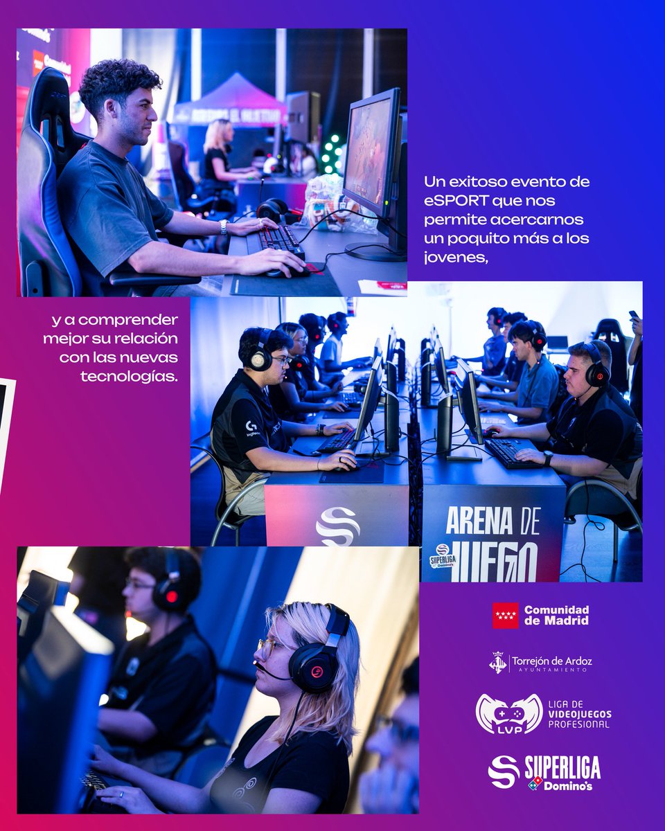 Torrejón de Ardoz acogió una espectacular jornada de eSports con un evento de la Superliga Domino´s de League of Legends. Reunió a 300 aficionados y participaron el mítico gamer Werlyb (cuatro veces campeón de Superliga) e Ismael “Miniduke” Martínez, vecino de la ciudad.