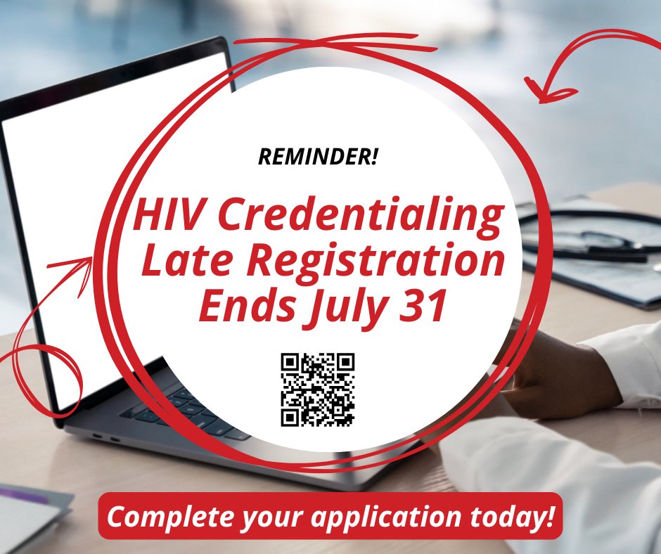 aahivmcomm's tweet image. ⏰ ONE WEEK left to register for the August/September HIV Credentialing Exam! Submit your completed application by 11:59 p.m. ET on Thursday, July 31. Details and registration: aahivm.org/credentialing/
