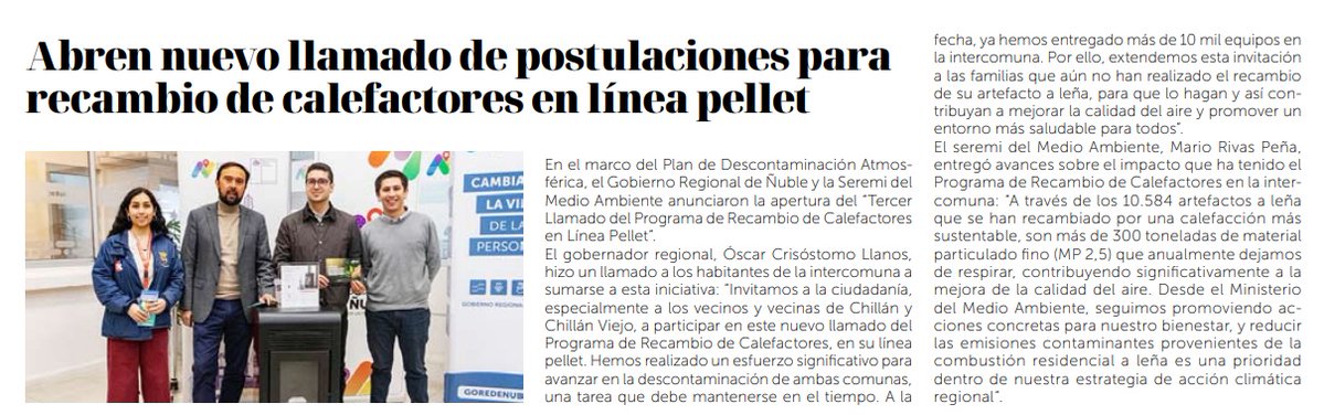 MMAChile's tweet image. ¡Continuamos mejorando la calidad del aire de #Ñuble!🫱🏽🫲🏾 Atención vecinos de Chillán, Chillán Viejo, incluyendo sectores como Quinchamalí, Quilmo y Rucapequén abrimos una nueva postulación de nuestro programa #RecambioCalefactores 🔥 ¡Postula hasta el 30 de este mes!