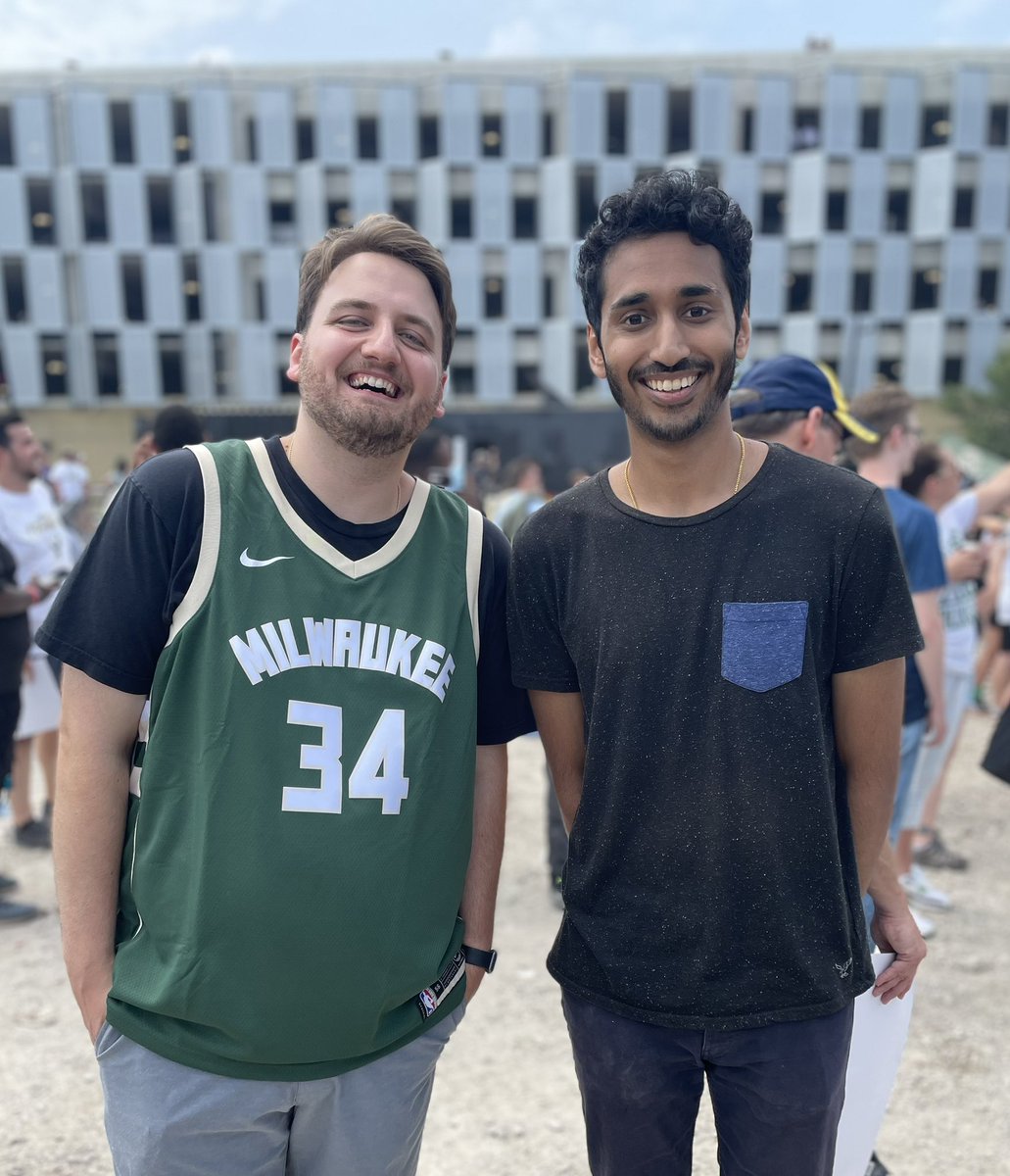 Ti Windisch (@tiwindisch) on Twitter photo Four years ago today I met my podcast partner in crime in person for the first time at the Bucks championship parade and then we recorded a chaotic parade pod in front of Fiserv Forum.
Let’s do this again soon <a href="/RKattiJr/">Rohan Katti</a> Four years ago today I met my podcast partner in crime in person for the first time at the Bucks championship parade and then we recorded a chaotic parade pod in front of Fiserv Forum.
Let’s do this again soon <a href="/RKattiJr/">Rohan Katti</a>