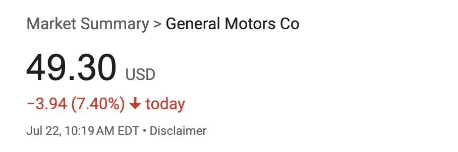 US_ShipOfState's tweet image. We don't seem to be making GM great again.
─────────
General Motors' second-quarter earnings took a $1.1 billion hit from tariffs, but the automaker still beat analyst expectations for the period, supported by strong sales of its core gasoline trucks and SUVs.
The…