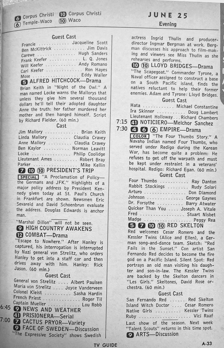televisionaryZW's tweet image. Tuesday night June 25th, 1963: what would you watch?