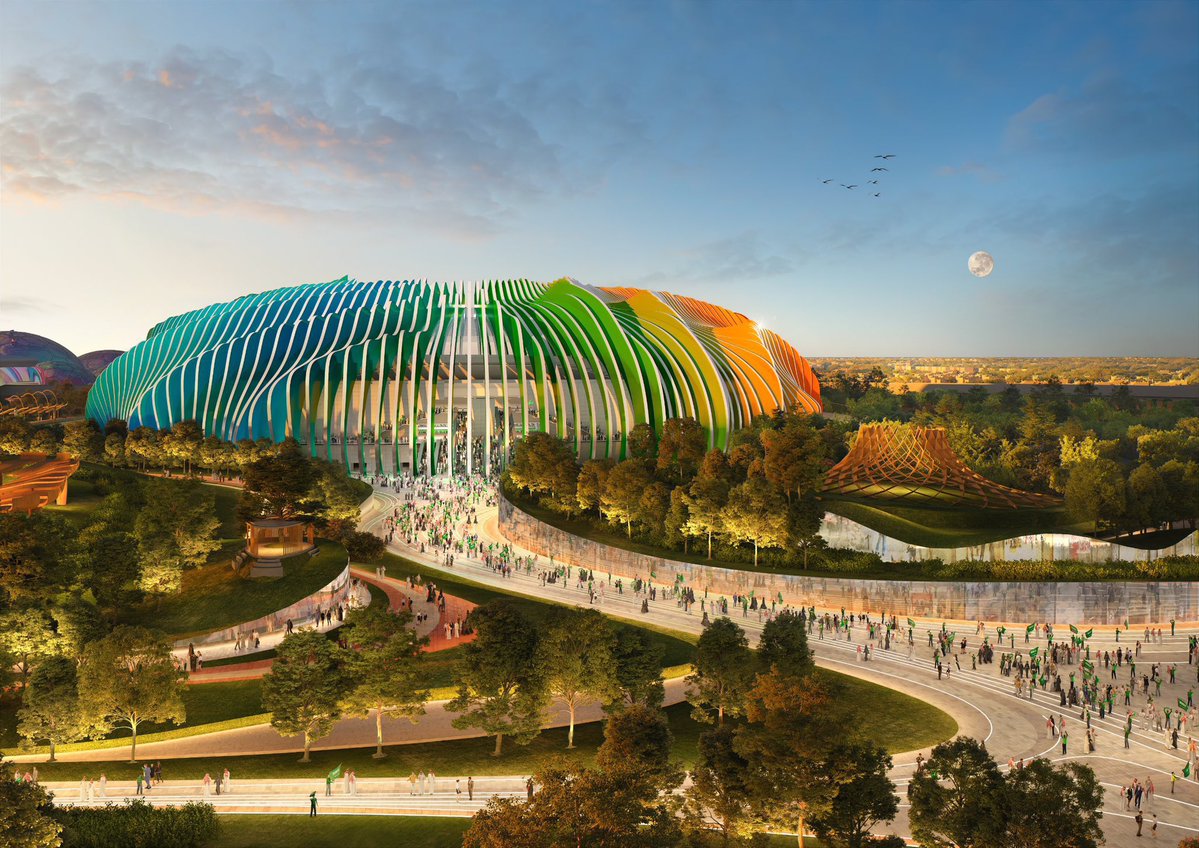 first_1ine's tweet image. 🏗️ ملعب ساحل #القدية في مدينة #جدة أحد ملاعب كأس العالم 2034 تحفه معمارية عالمية قادمة 🏟️🇸🇦

من المتوقع أن يكون ملعباً لنادي الأهلي السعودي.