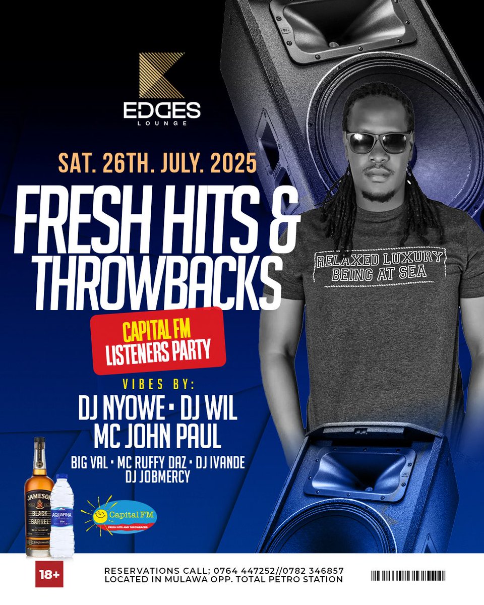 CapitalFMUganda's tweet image. 🔥The Ultimate Capital FM Listeners Party! 🔥
This Saturday, July 26th, 2025, Edges Lounge comes alive with Fresh Hits & Throwbacks – the perfect blend of today’s hottest tracks and nostalgic classics.
Location: Edges Lounge, Mulawa (Opposite Total Petro Station)
Time: Doors…
