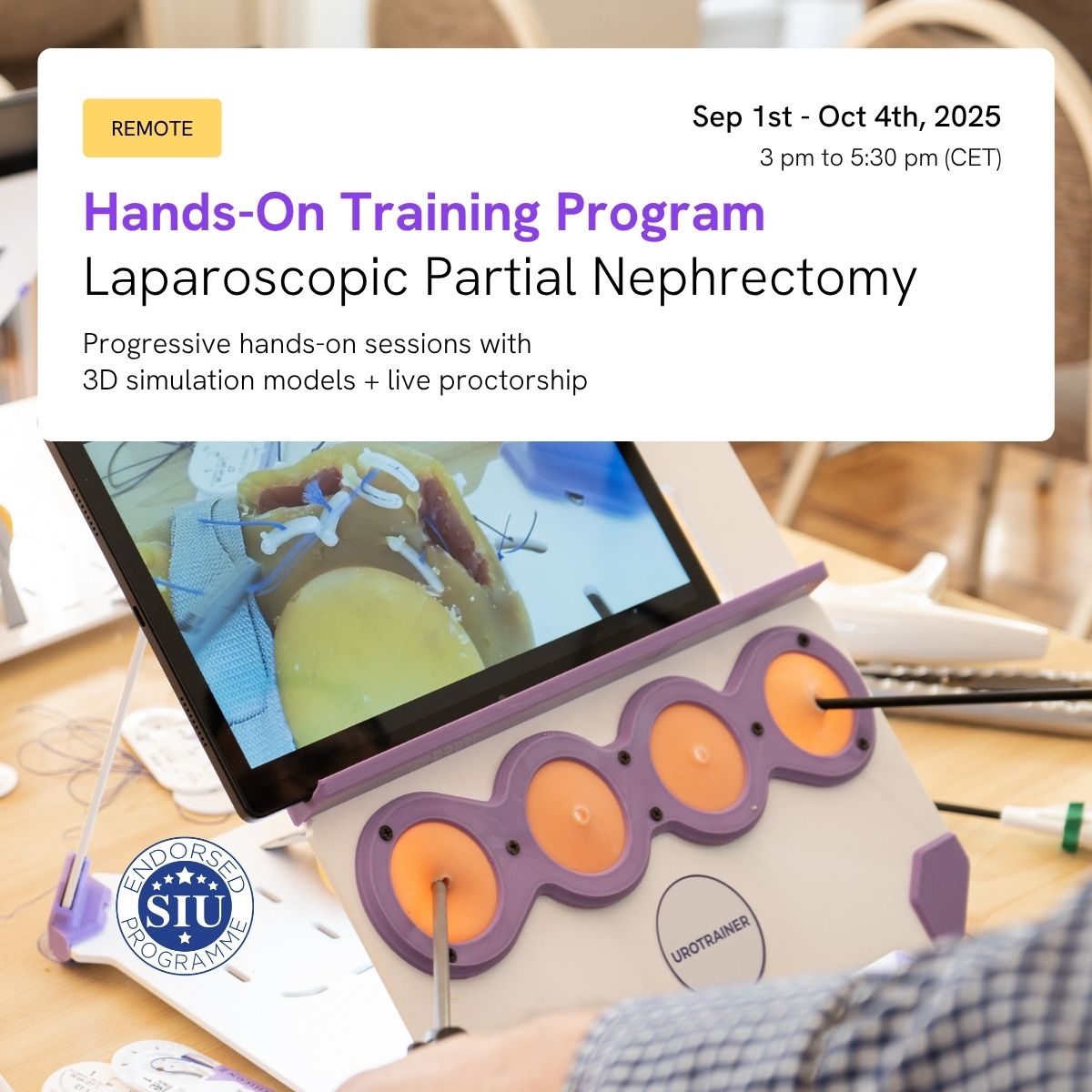 urotrainer's tweet image. 🚨 Ready to take your surgical skills to the next level?
Train on hyper-realistic models in our Hands-On Program: Laparoscopic Partial Nephrectomy, endorsed by @siu_urology
Learn from expert surgeons and master every step of the procedure.
🔗 Sign-up link in the first comment
