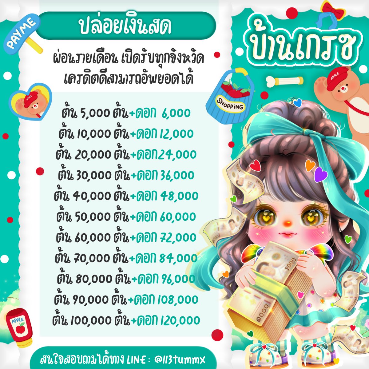 cugemo's tweet image. ✨เปิดให้กู้ ผ่อนจ่ายเบาๆรายเดือน✨
യ กู้ต่อยอดธุรกิจ กู้ได้ทุกอาชีพ ไม่จำกัด യ
➽✿ ดอกเบี้ยต่ำ กู้ง่ายไม่เช็คเครดิต  ➽✿

📢𝒅𝒎-@ ไลน์มาได้เลยงับบ
#ปล่อยกู้นักศึกษา #เงินกู้ #เงินกู้รายเดือน #เงินกู้ออนไลน์ #กู้เงิน #เงินกู้นักศึกษา