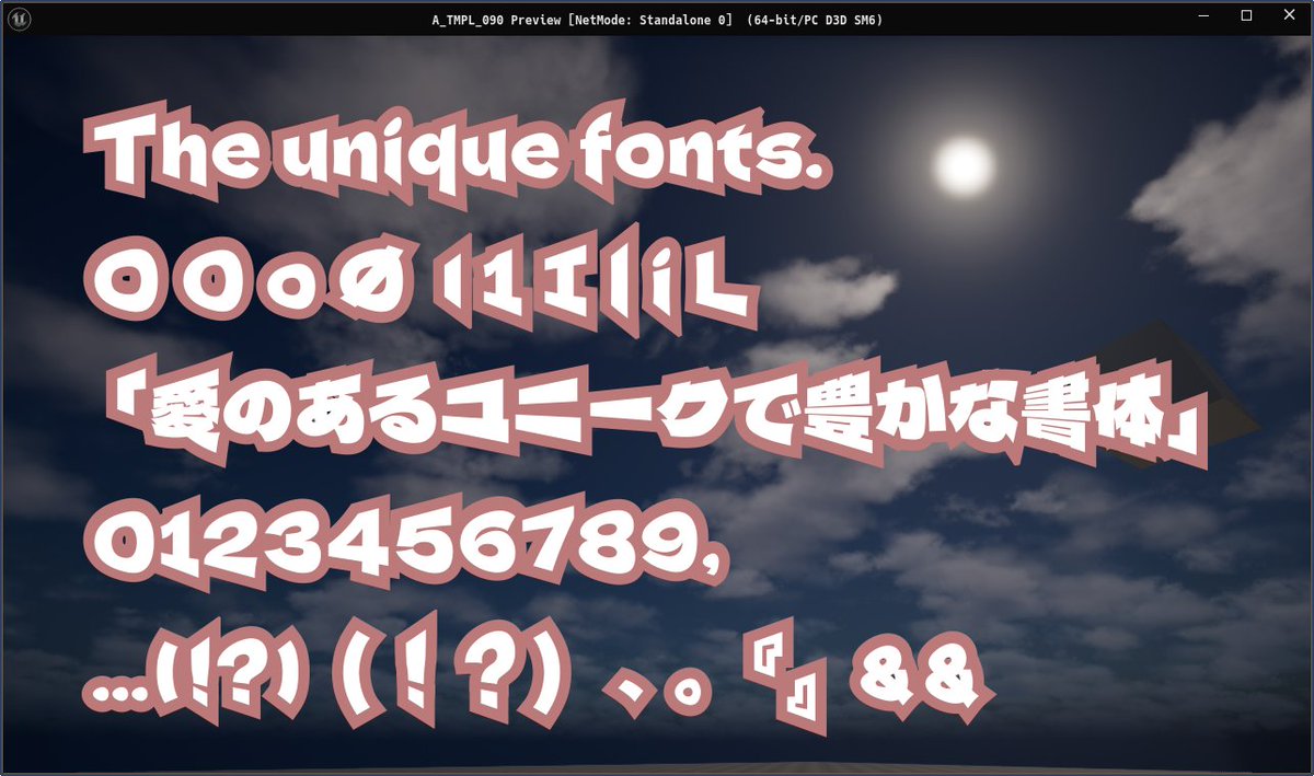 rwiiug's tweet image. UE5で自前のフォントを表示できたった!
フォント関連も実はあんまりよく分かってないので、基本を調べてまとめておきたいところ。いつも通りコツコツだ。