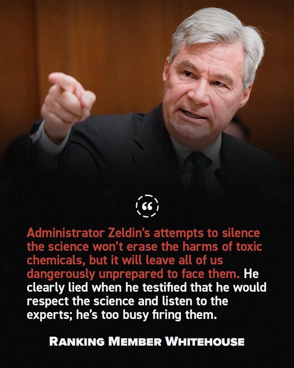 EPWCmte's tweet image. For decades, the Office of Research and Development has led the way in protecting Americans from dangerous pollutants.
Lee Zeldin, Trump's EPA chief, just eliminated the office.