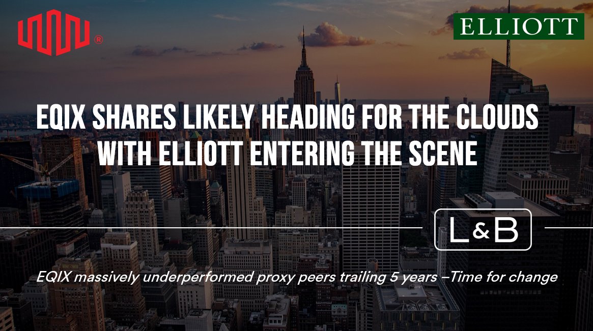 We were pleased to see Elliott Management increasing the pressure on $EQIX in what we see as a long overdue step to maximize the value of  EQIX's best in class colo data center assets. EQIX has been a laggard over the last five years compared to its proxy peers, underperforming