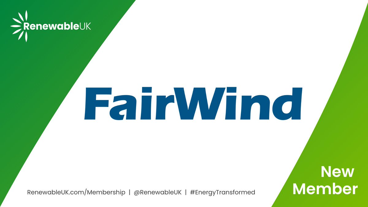 RenewableUK's tweet image. RenewableUK is delighted to welcome our latest member FairWind! 🥳
FairWind delivers complete installation, preassembly and service solutions for onshore and offshore wind turbines. With operations in 40+ countries, a team of 2,000+ professionals, and a robust global supply…