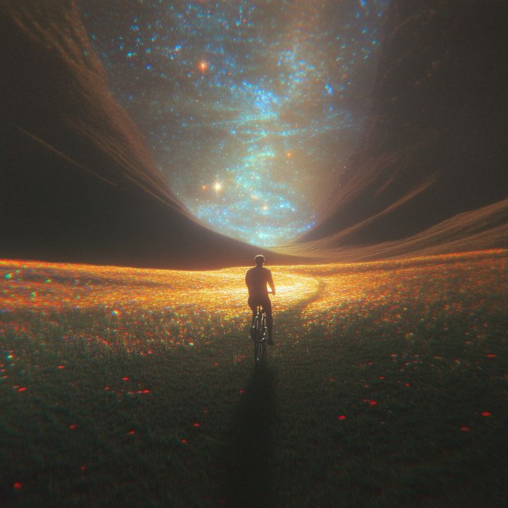 YashsCanvas's tweet image. Journey through this stunning cosmic wallpaper, featuring a cyclist under a vibrant starry galaxy and glowing field.
Perfect for an aesthetic phone background or desktop art with a dreamy, space-inspired design #wallpaper #4k