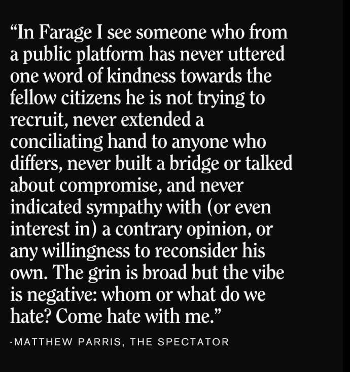 riotgrandma72's tweet image. 😡😡😡😡😡😡😡
For those who don’t or choose not to recognise what Nigel Farage is about:
The disgusting thing is that nobody in Parliament is stopping him.
Hey @YvetteCooperMP - you proscribe Palestine Action but not ReformUK?
Farage will cause far more damage
#FarageRiots