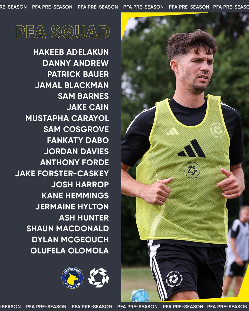 PFA's tweet image. A PFA pre-season squad of 19 travel to @SolihullMoors for a behind-closed-doors friendly this afternoon. ๐ค
