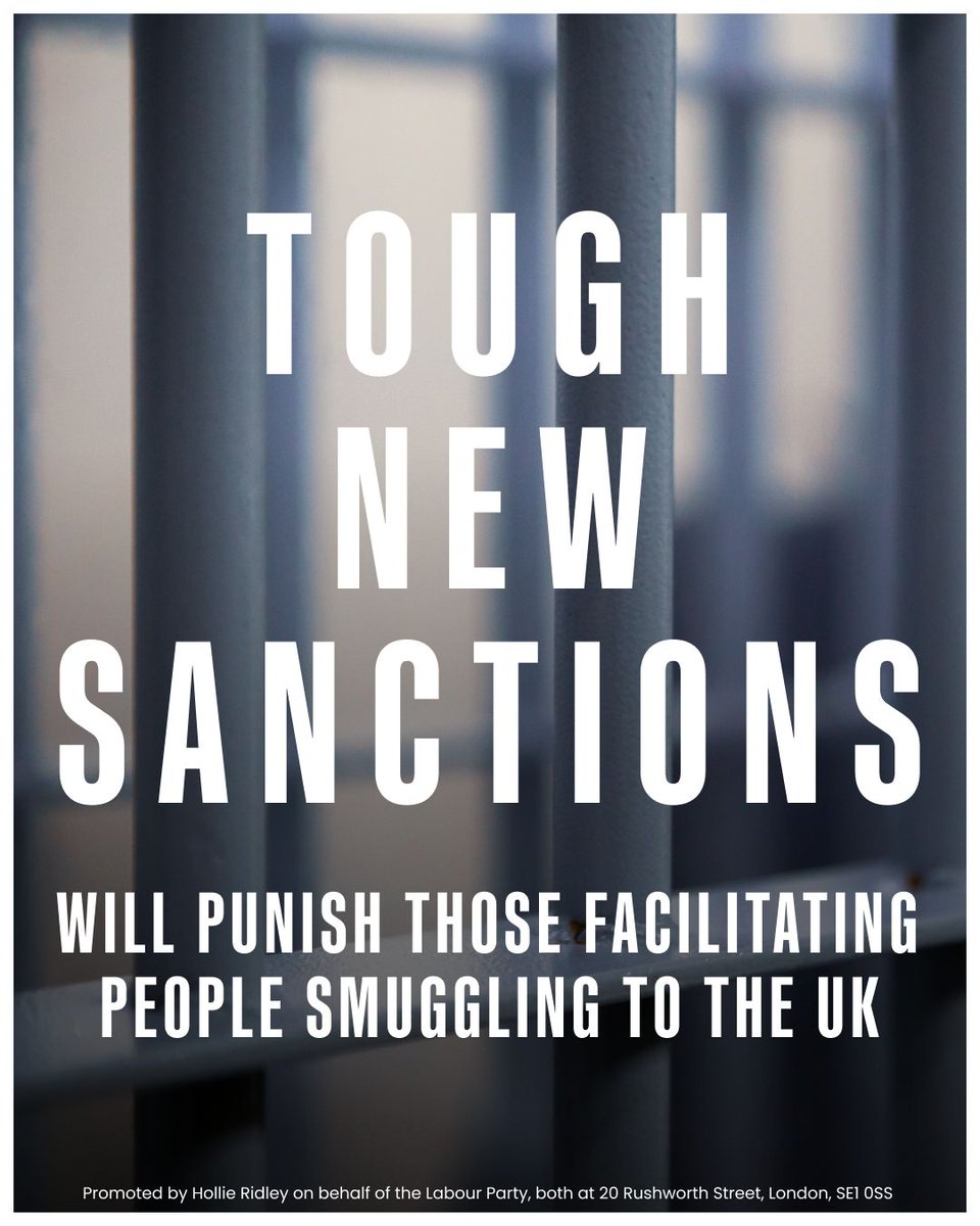 UKLabour's tweet image. With Labour, those involved in people smuggling will face having their assets frozen, being shut off from the UK financial system and banned from travelling to the UK.