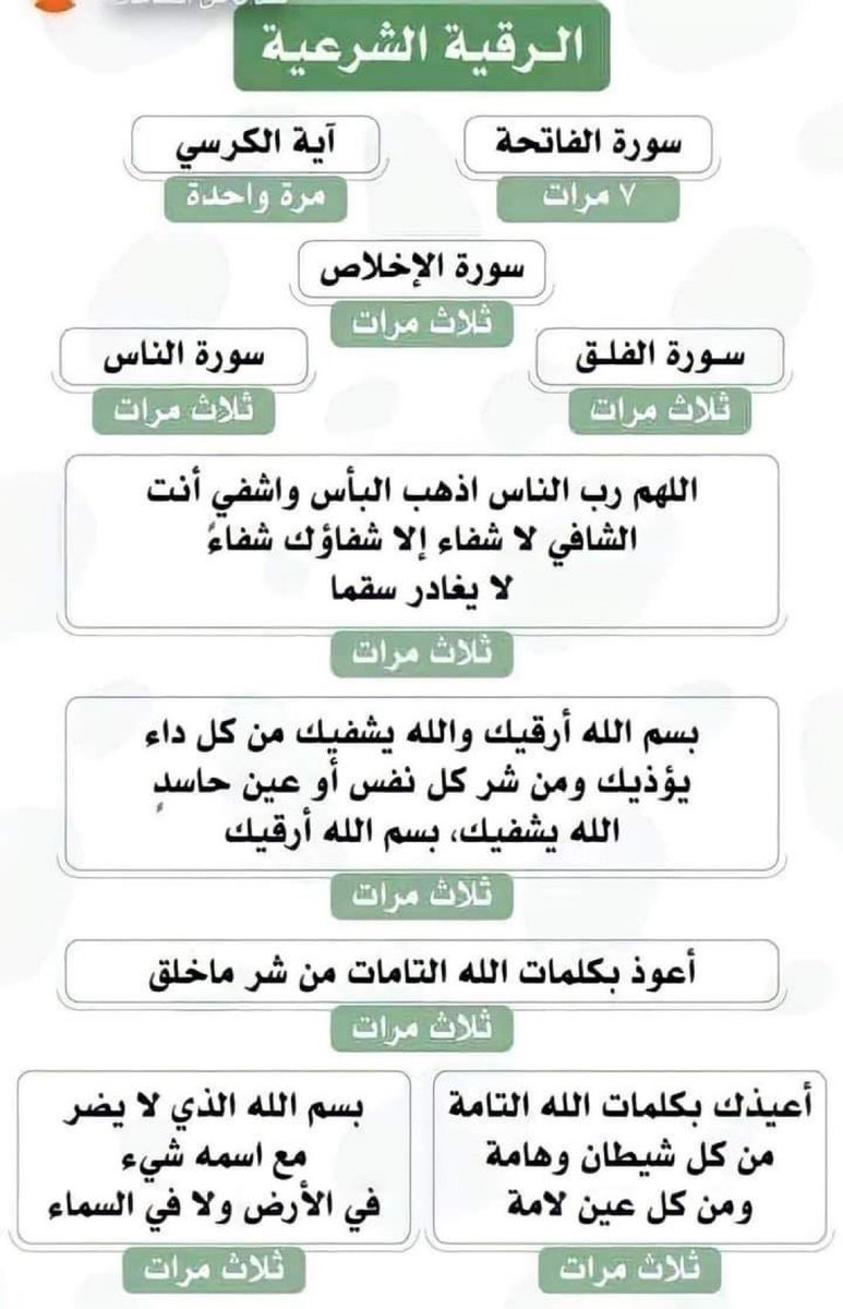 الرقية الشرعية احفظوها وطبقوها وانشروها ولكم الأجر🌹